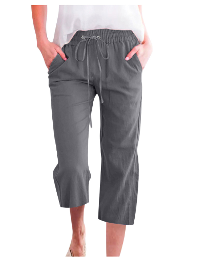 Bequeme hochtaillierte Leinenhose für Damen im Sommer