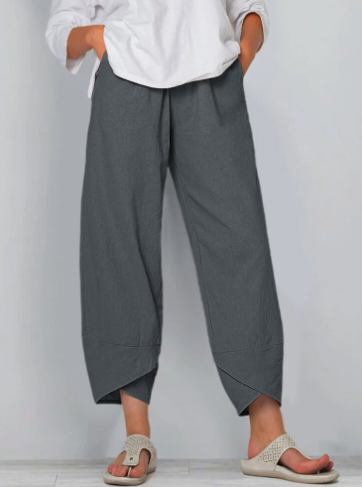 Lässige, elegante Baumwoll-Leinen-Hose für Damen