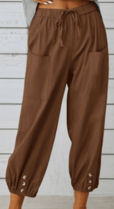 Elegante Hochtaillenhose aus Baumwolle und Leinen