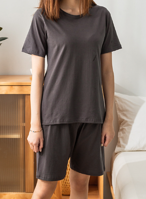 Kamilla - Bambus V-Ausschnitt Sleep Tee - Mineral