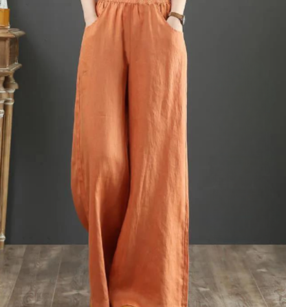 Elegante, lockere Baumwoll-Leinen-Hose für Damen