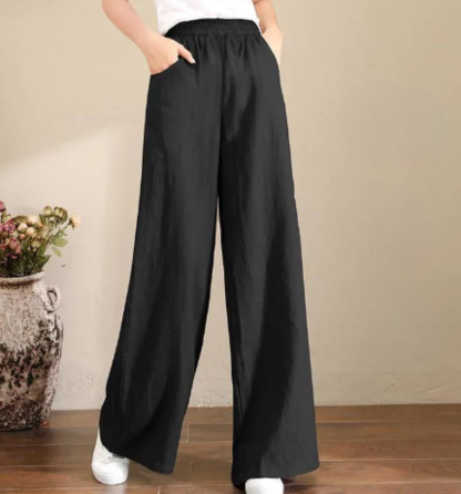 Elegante, lockere Baumwoll-Leinen-Hose für Damen