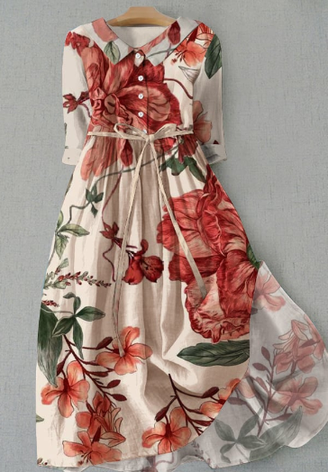 Hildegard - Vintage Floral Art Print Kleid