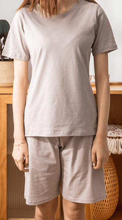 Kamilla - Bambus V-Ausschnitt Sleep Tee - Mineral