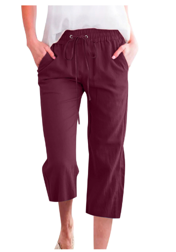 Bequeme hochtaillierte Leinenhose für Damen im Sommer