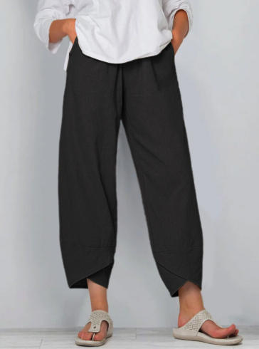 Lässige, elegante Baumwoll-Leinen-Hose für Damen