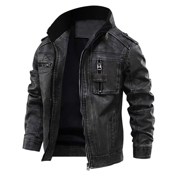 Stylische und bequeme schwarze Lederjacke für Herren