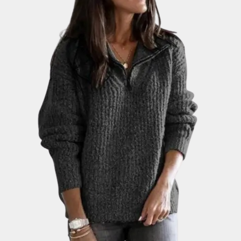 Adrianna - Chic Comfort Pullover mit halbem Reißverschluss für Frauen