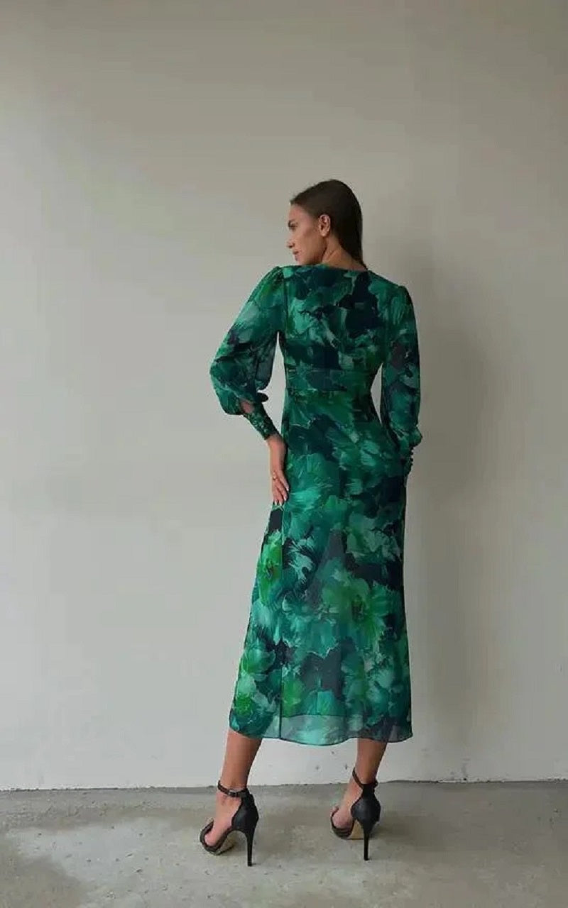 Roxana - Langärmeliges Maxikleid mit Blumenmuster