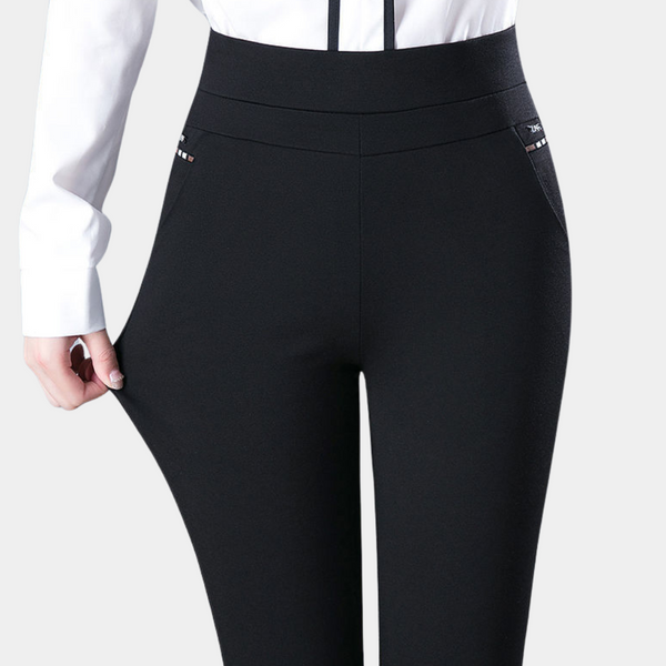 Elegante schwarze Stretchhose mit hoher Taille für Damen