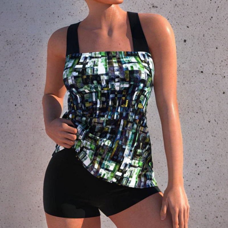 Dorothea - Tankini Mit Geometrischem Muster, Bestehend Aus Einem Oberteil Und Shorts