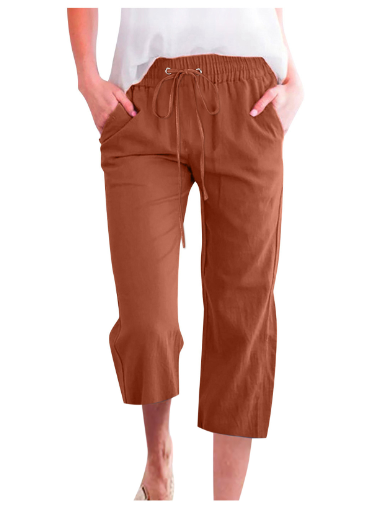 Bequeme hochtaillierte Leinenhose für Damen im Sommer